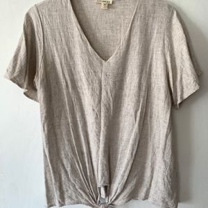 Faith & Joy linen blend tie front blouse
